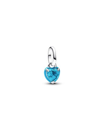 Pandora Turquoise-coloured Heart Mini Dangle Charme 793827C01