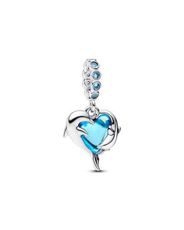 Pandora Blue Murano Glass Dolphins Dangle Charme 793924C01