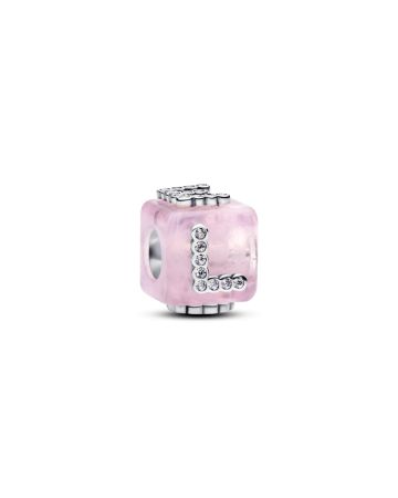 Pandora Pink Murano Glass Love Cube Charm hela 794433C01