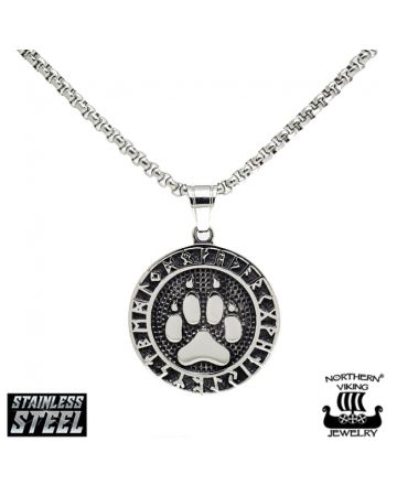 Northern Viking Jewelry Wolf Paw Rune -kaulakoru NVJRS064