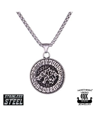 Northern Viking Jewelry Fenrir Rune kaulakoru 55 cm  NVJRS125
