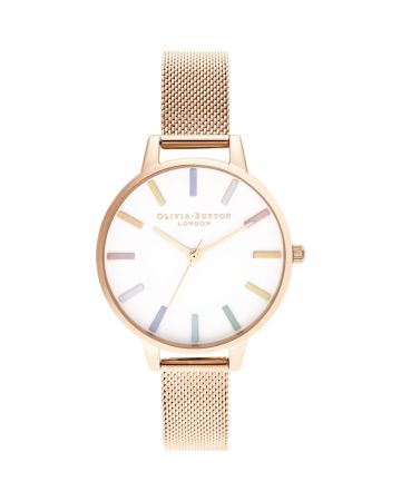 Olivia Burton Rainbow Rose Gold Mesh Armbanduhr OB16RB24-1