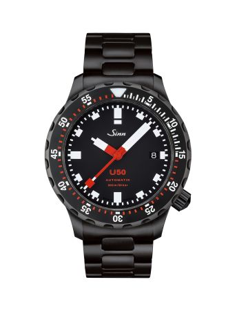 Sinn U50 Diving -rannekello / musta teräs 1050.020-1