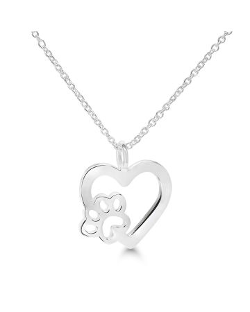 Silver Necklace with Heart and Paw Print WN-32354/40-45CM