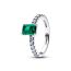 Pandora Rectangular Sparkling Green Halo ring 194506C01