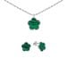 Silberschmuckset, grüne Blume