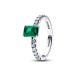 Pandora Rectangular Sparkling Green Halo Ring 194506C01