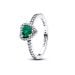 Pandora Elevated Royal Green Heart Ring 198421C07