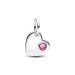 Pandora October Engravable Pink Stone Heart Dangle Charm 794295C10
