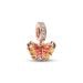 Pandora Pink & Yellow Murano Glass Butterfly Dangle Charme 782698C01