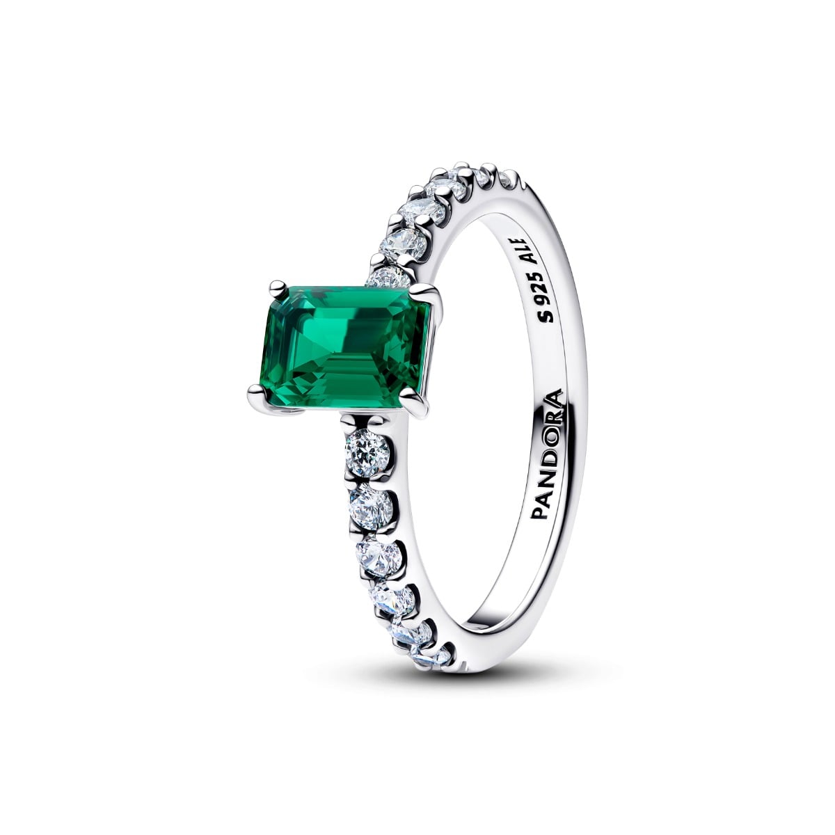 Pandora Rectangular Sparkling Green Halo sormus 194506C01