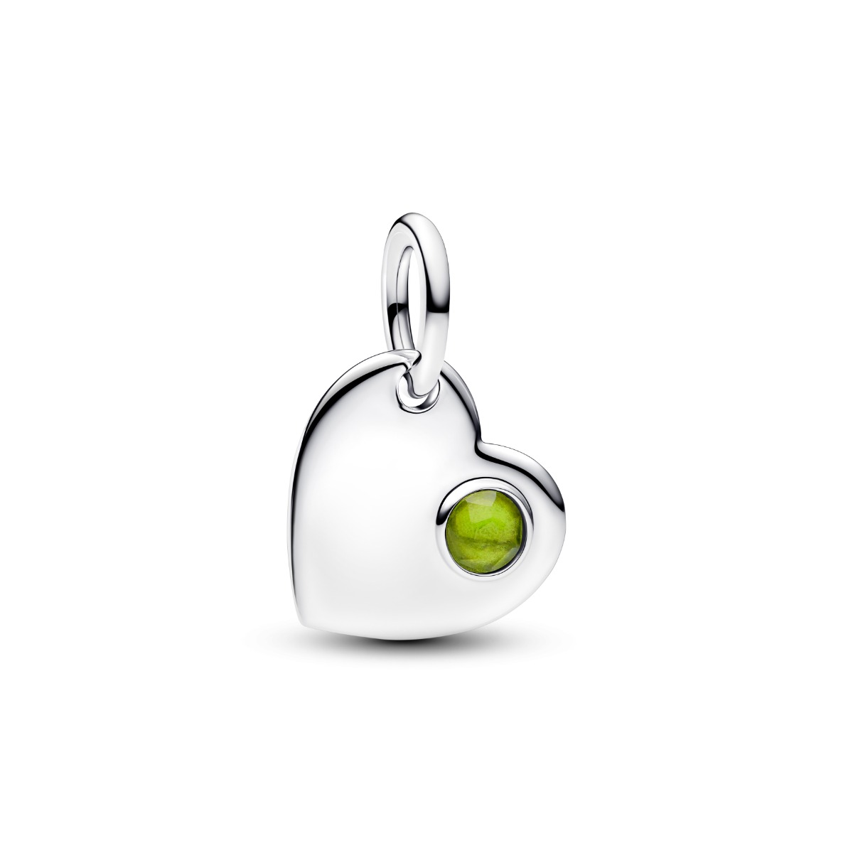 Pandora August Engravable Heart Spring Green Stone Dangle Charm hela 794295C08