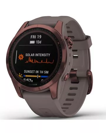 Garmin Fenix 7S Sapphire Solar, Dark Bronze Ti w/Shale Gray 010-02539-29-8