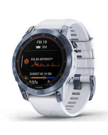 Garmin Fenix 7 Sapphire Solar, Mineral Blue Ti w/Whitestone 010-02540-25-5