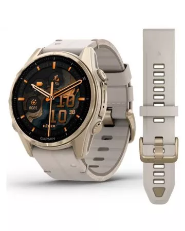 Garmin Fenix 8 Amoled Titanium 43 mm nahka ja silikoni rannekkeella 010-02903-40-1