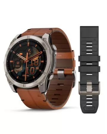 Garmin Fenix 8 Amoled Titanium 51 mm ruskea ja musta ranneke 010-02905-40-0