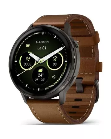 Garmin Venu 4 45mm Slate with Black Silicone Band and Brown Leather Band 010-03014-03
