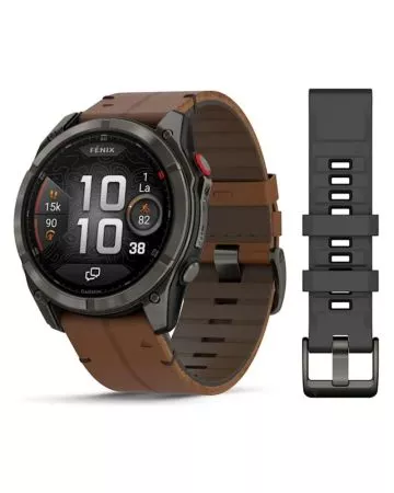 Garmin Fenix 8 Pro Amoled 51mm LTE Sapphire, titaani ja ruskea nahkaranneke 010-03199-40