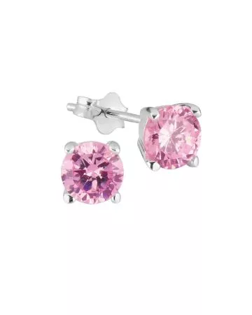 Hopeiset tappikorvakorut, vaaleanpunainen zirkonia 10020 A-38 6MM