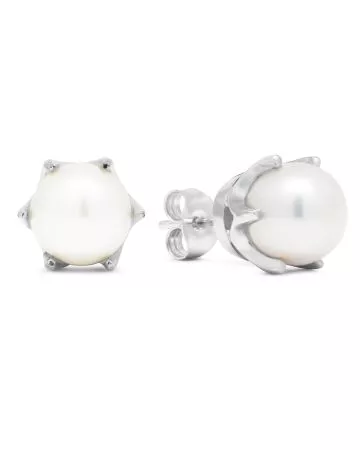 Valkokultaiset helmikorvakorut 8 mm 1038Wvalk