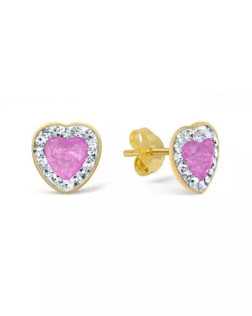 Kultaiset korvakorut, vaaleanpunainen sydän 107621Zpink