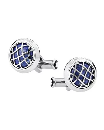 Montblanc Round In Stainless Steel With Lapis Lazuli Inlay kalvosinnapit 