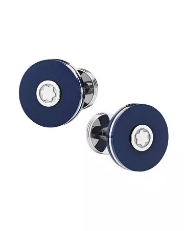 Montblanc Round Cufflinks in Stainless Steel with Blue Resin kalvosinnapit MB123812