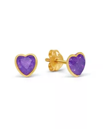 Kultakorvakorut liloilla sydämillä 140651LILA-S
