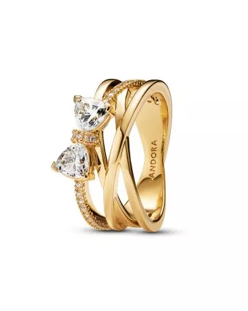 Pandora Sparkling Bow & Crossover Band sormus 163511C01-1