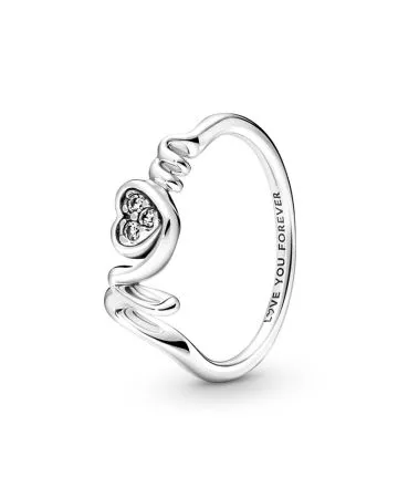 Pandora MOM Pave Heart sormus 191149C01-5