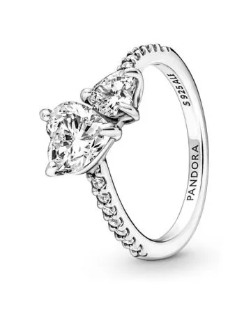 Pandora Double Heart Sparkling sormus 191198C01-18