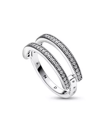 Pandora Signature Logo & Pavé Double Band sormus 192779C01