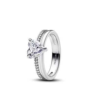 Pandora Double Band Heart sormus 193100C01-1