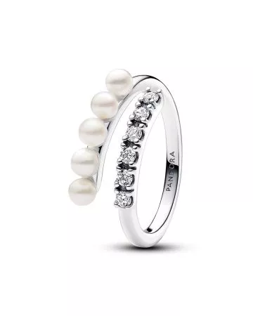 Pandora Treated Freshwater Cultured Pearls & Pavé Open sormus 193145C01-1