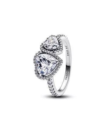 Pandora Sparkling Halo Hearts sormus 193659C01-1