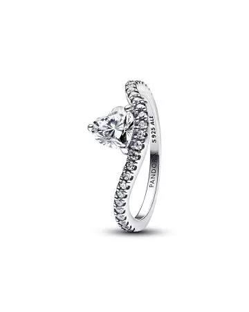 Pandora Wavy Pavé Heart sormus 193661C01-1