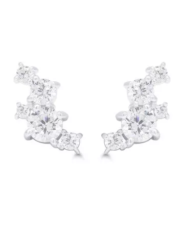 Silver Earrings with Zircons WE-71527Z
