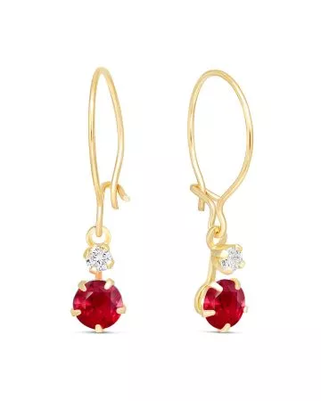 Kultaiset korvakorut / punainen kivi 23-1003PUN