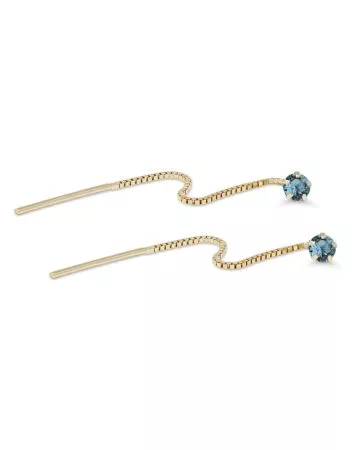 Kultaiset ketjukorvakorut, sininen kivi 23-1029aqua