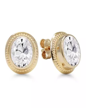 Kultaiset korvakorut, ovaali zirkonia 23-1046Z