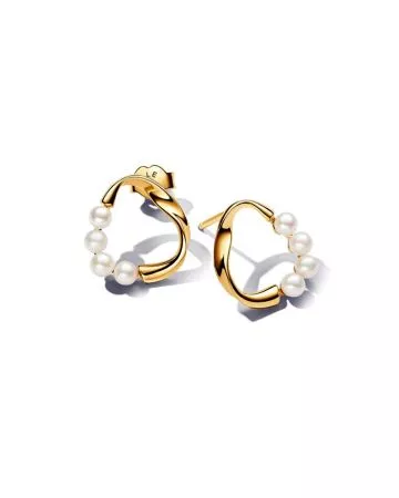 Pandora Organically Shaped Circle & Treated Freshwater Cultured Pearls korvakorut 263276C01-1