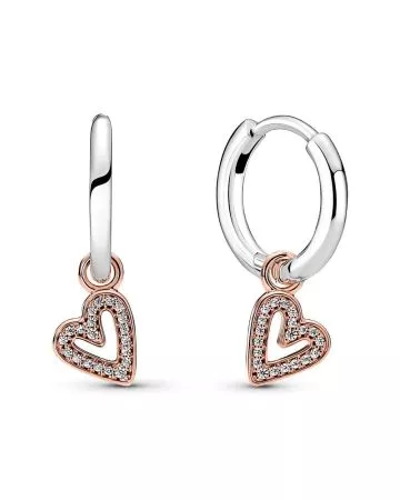 Pandora Sparkling Freehand Heart Hoop Earrings 280090C01