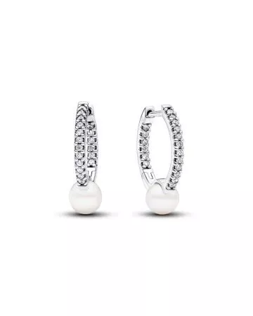 Pandora Treated Freshwater Cultured Pearl & Pavé Hoop korvakorut 293171C01-1