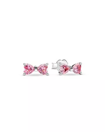 Pandora Sparkling Pink Bow Stud Earrings 293505C01