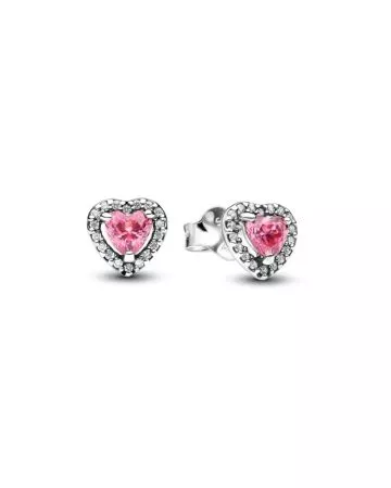 Pandora Elevated Pink Heart Stud Earrings 298427C02