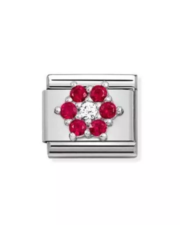 Nomination Classic Silver Shine / punainen kukka 330322/02