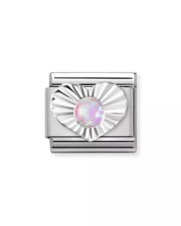 Nomination Silver Sydän Vaaleanpunainen Opaali 330508/38