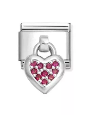Nomination Classic Silvershine Sydän / punaiset kivet 331800/26