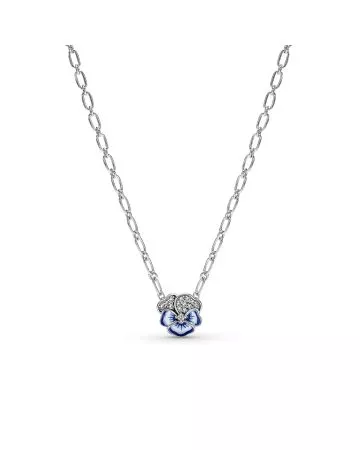 Pandora Blue Pansy Flower kaulakoru 390770C01