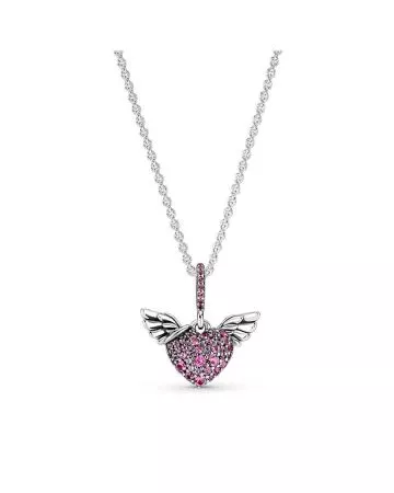 Pandora Pave Heart & Angel Wings kaulakoru 398505C02-45-1